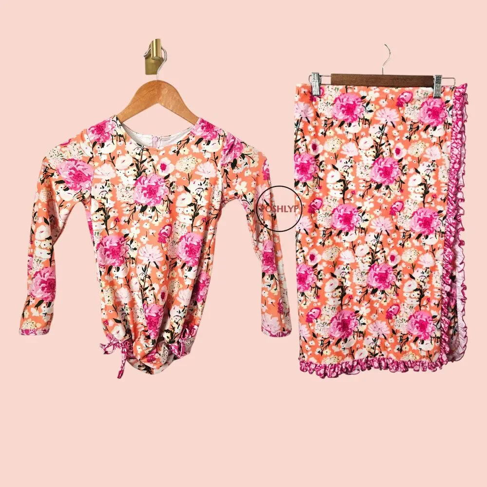 SweetHoney Floral One Piece Swimsuit with Matching Towel 10Y